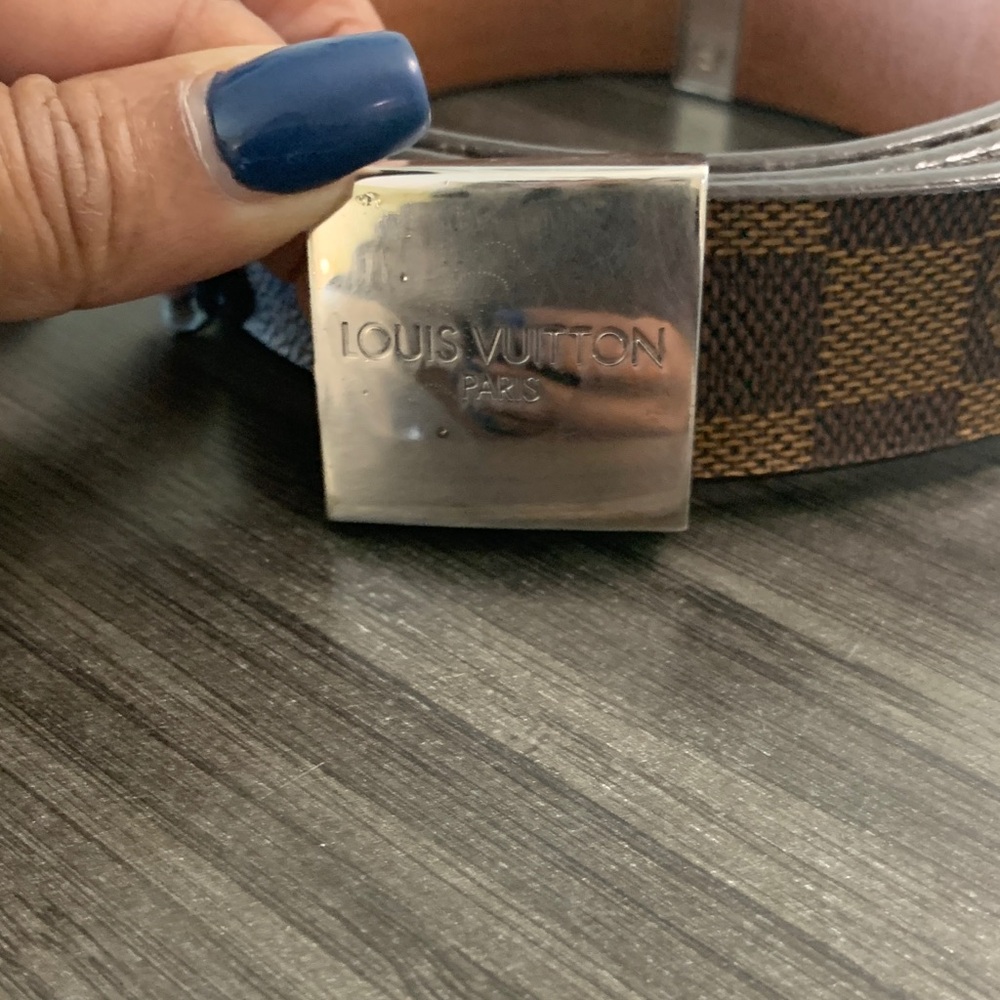Louis Vuitton Ebene Damier Belt with Silver Buckle